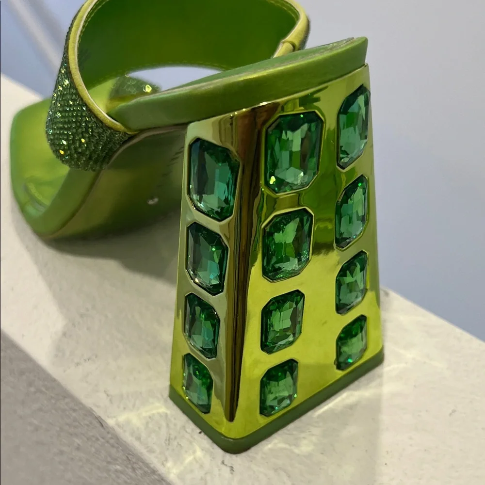 Gianni Bini Lime Green Embellished Heels - Picture 4 of 7